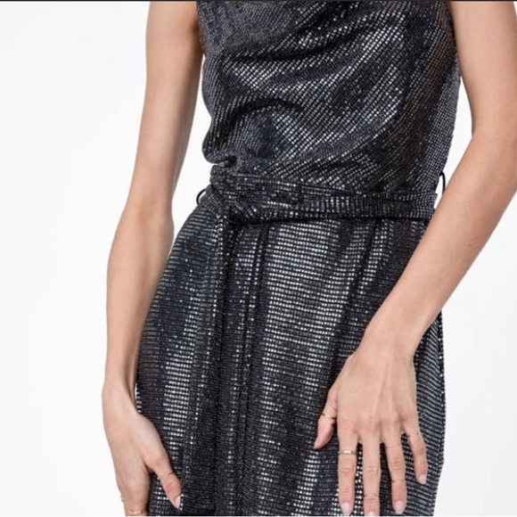 Zara Silver Cowl neck Midi Dress - Picture 4 of 5